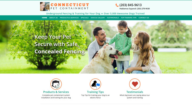 Connecticut Pet Containment website design